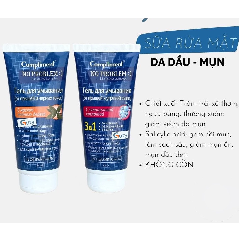 Sữa rửa mặt Compliment No Problem giảm viêm, ngừa mụn