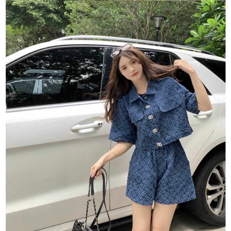 SET ÁO CROPTOP KÈM QUẦN SHORTS JEAN
