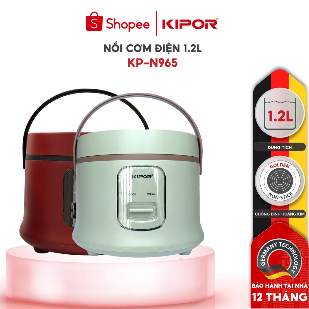 Nồi cơm điện KIPOR KP-N965 1.2L - Lòng nồi dạng niêu, phủ lớp chống dính cao cấp - Tặng kèm vỉ hấp - Hàng chính hãng