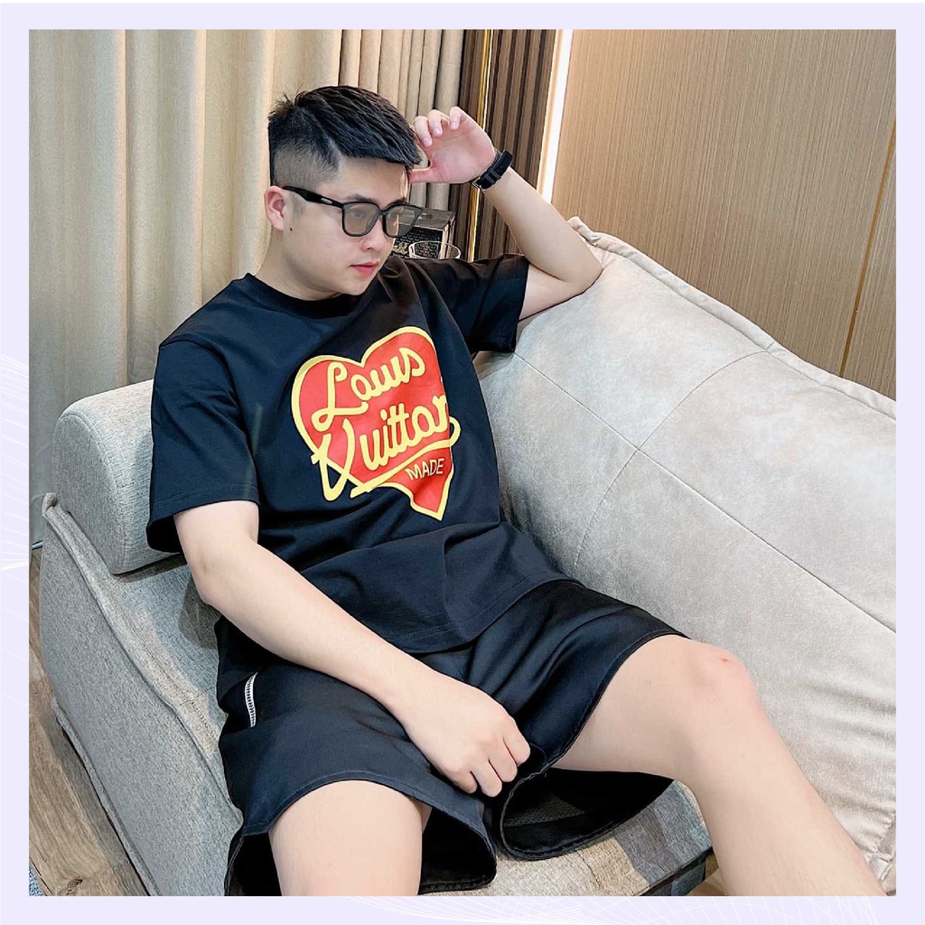 Áo thun LV trái tim Made form rộng tay lỡ cực xịn sò, Áo Phông Unisex Nam Nữ