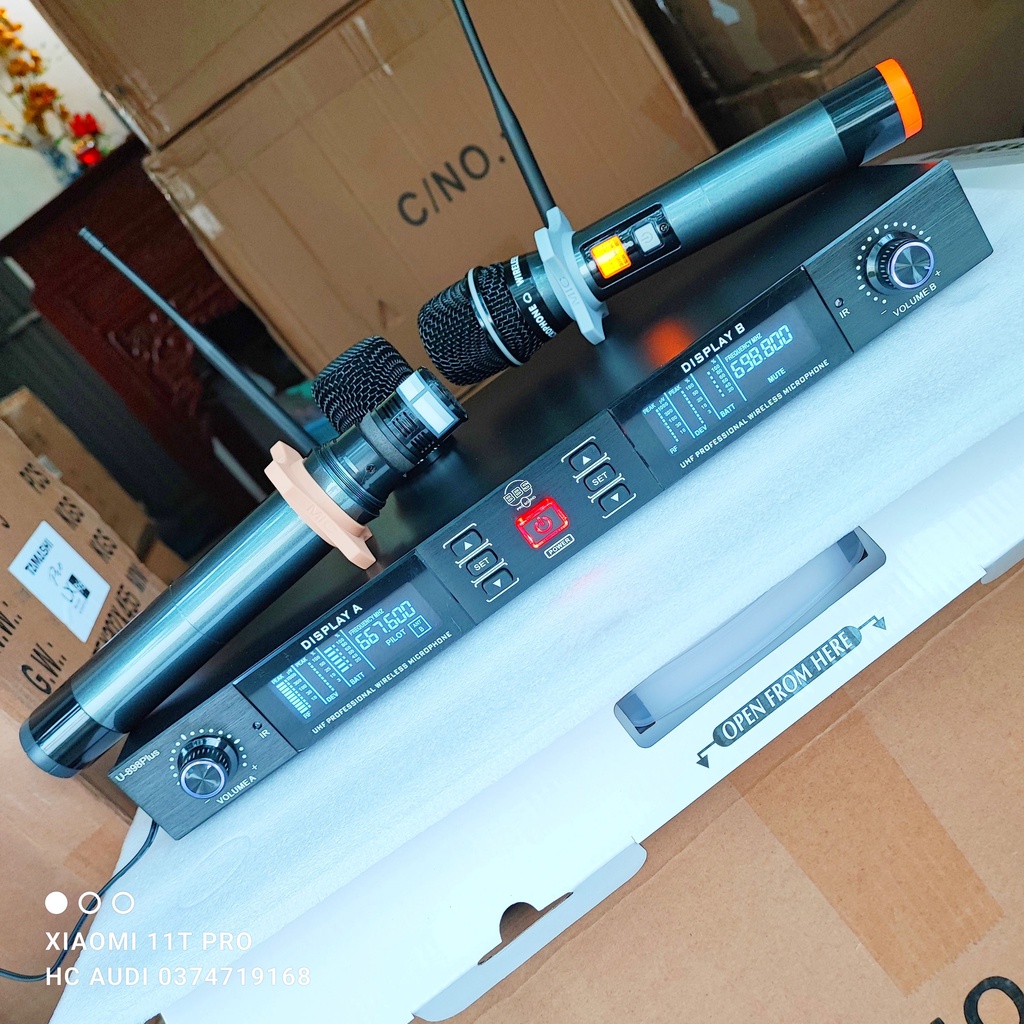 Mic không dây BBS u898 plus micro BBS u 898 plus loại một thông minh cao cấp tự ngắt gia tốc karraoke cực hay 2023