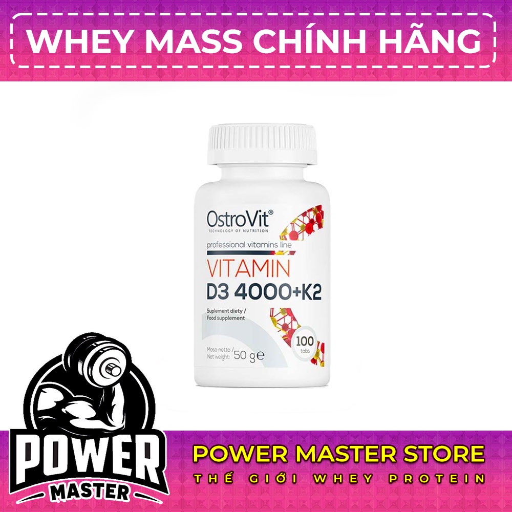 Ostrovit Vitamin D3 4000 + K2 (100 Viên) - Thực Phẩm Bổ Sung Bổ Trợ Xương Khớp