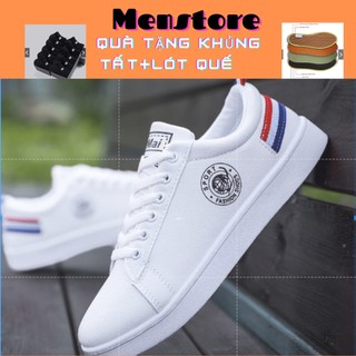 Giày nam trắng - Fashion KuMaii gót kẻ đen trắng.MB90