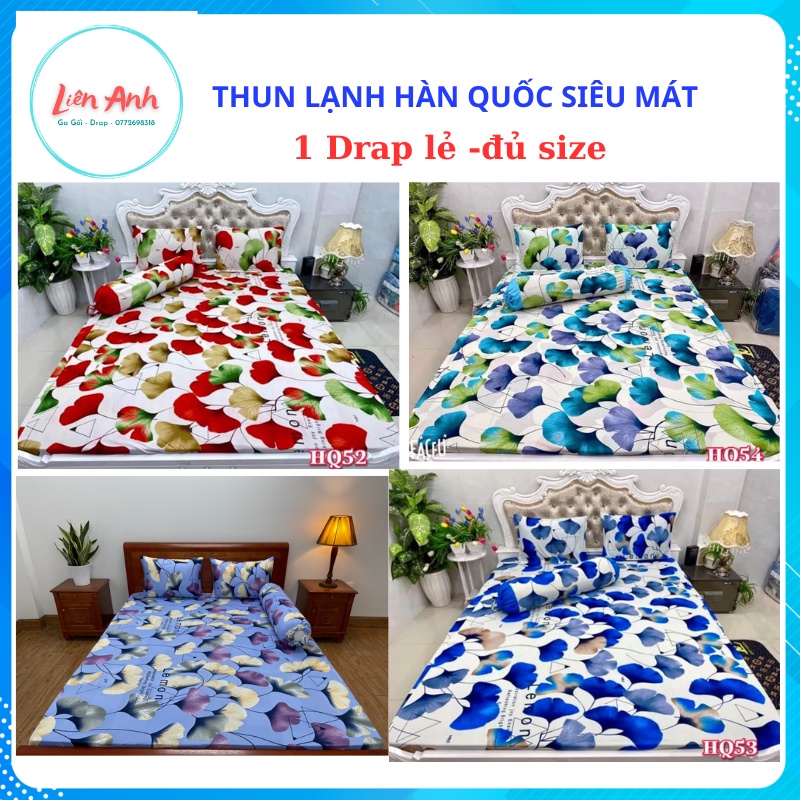 Drap/ Ga giường lẻ thun lạnh hàn quốc mẫu hoa cúc (ĐỦ SIZE)