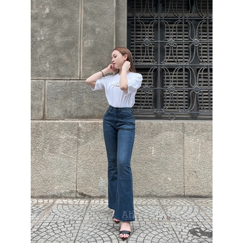 QUẦN JEANS DÀI ỐNG LOE MÀU XANH RÊU