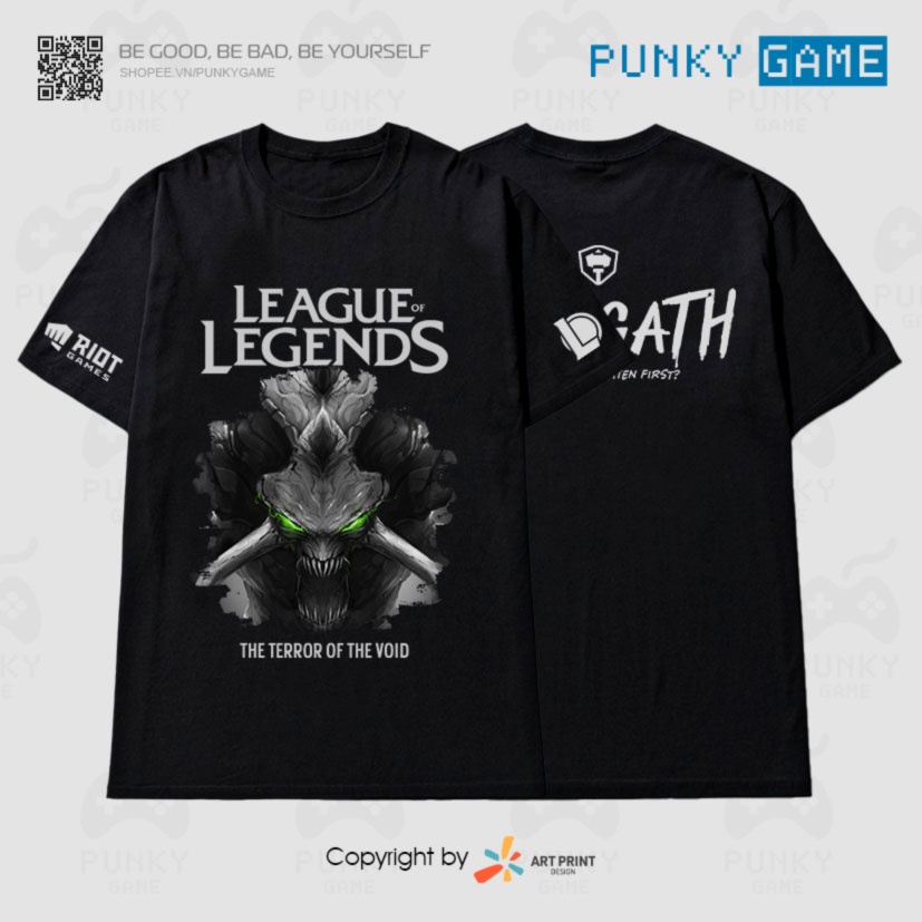 Áo thun Liên Minh Huyền Thoại (LMHT) CHO'GATH Digital Art Black T-Shirt ngắn tay