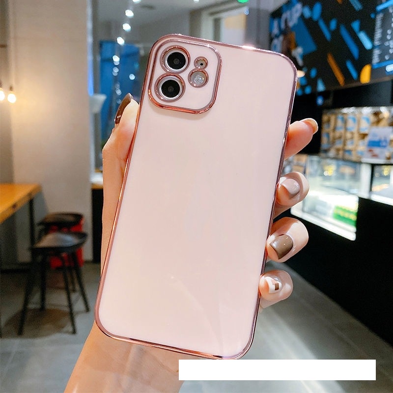 [ỐP ĐIỆN THOẠI] Ốp Lưng Iphone Mềm Dẻo Sang Trọng Viền Mạ Vàng Cao Cấp Đơn Sắc Long Lanh