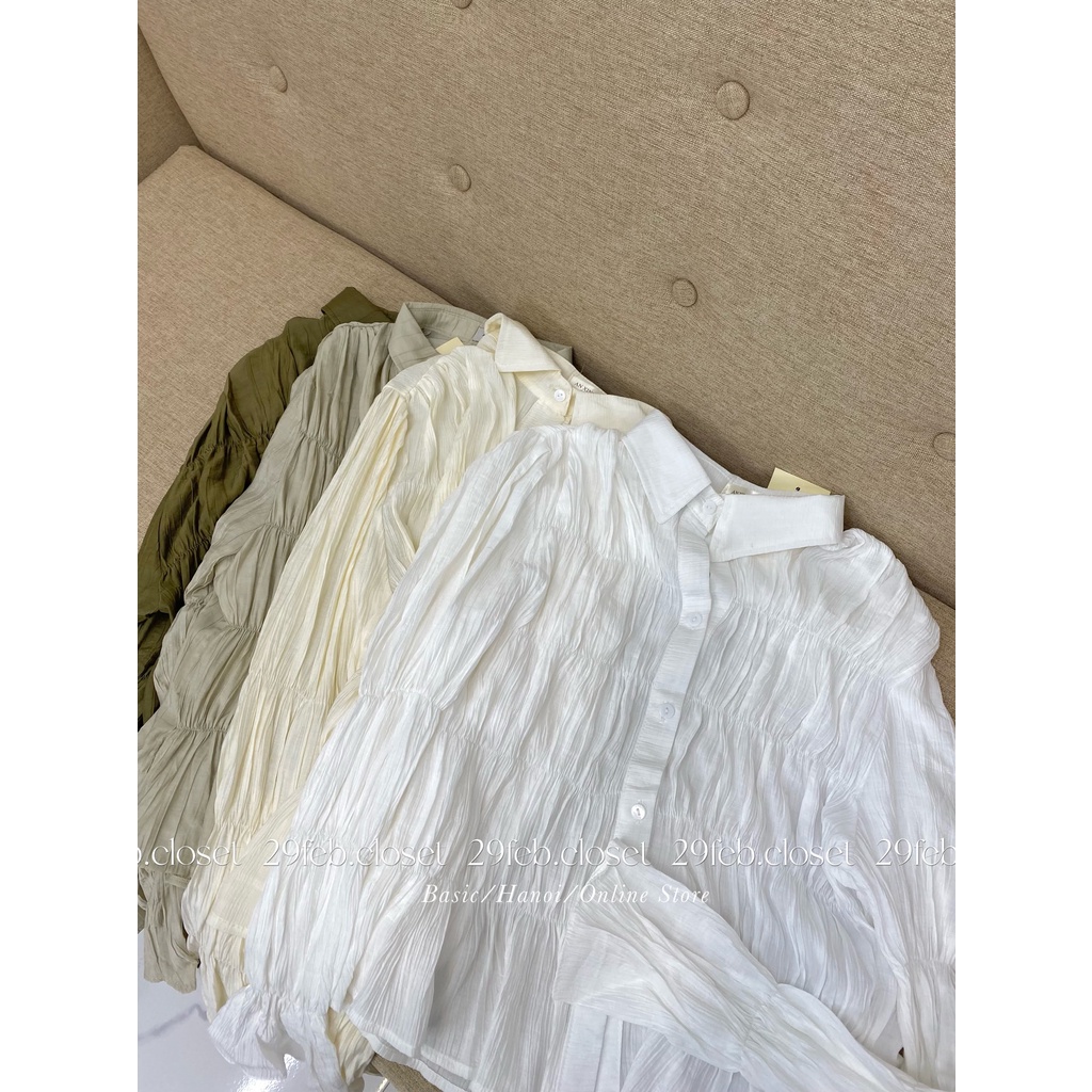 Áo sơ mi voan tơ mịn bo chun cách điệu - 29feb.closet - A216