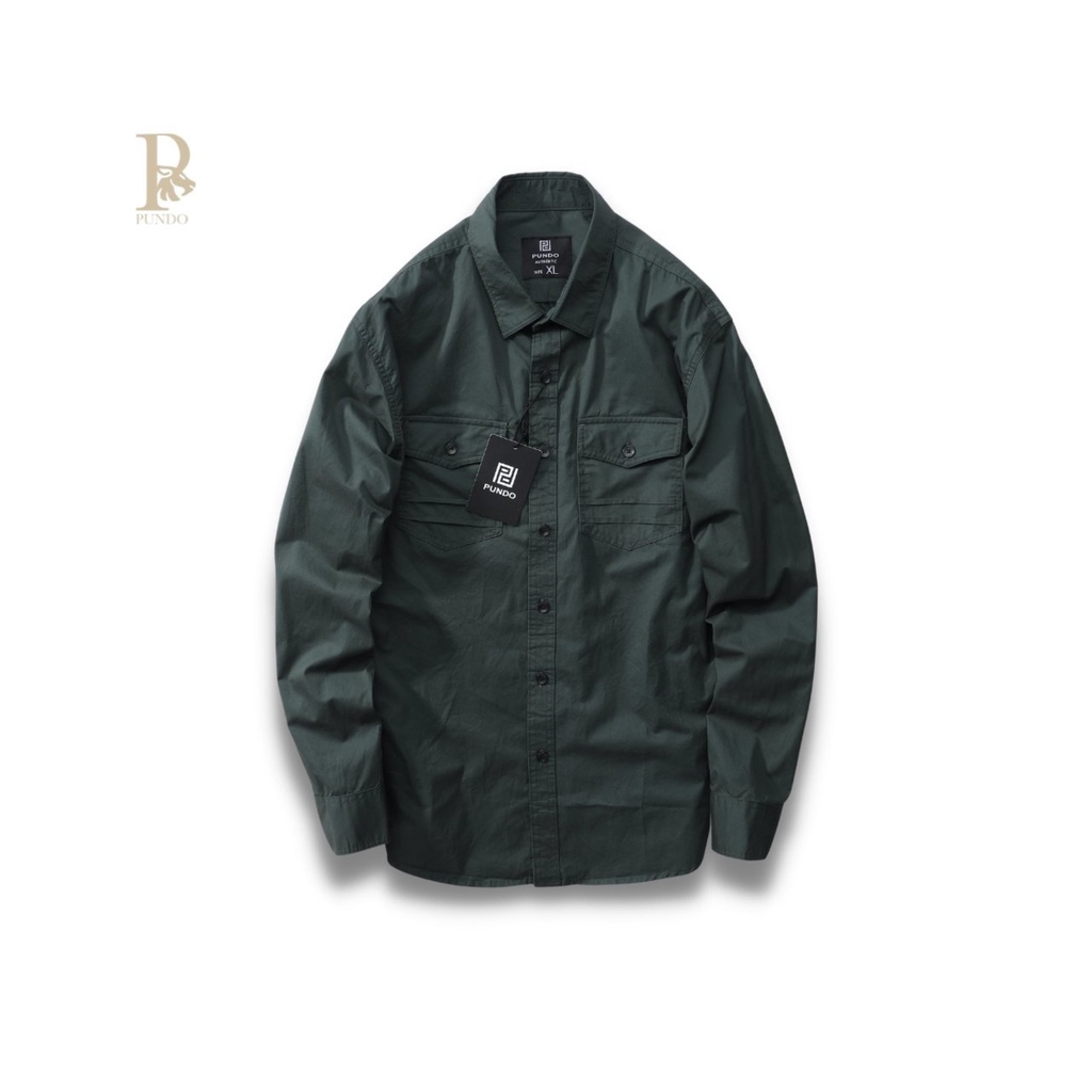 Áo sơ mi nam PUNDO chất kaki cao cấp mềm mại màu trơn đẹp dễ phối ASMPD46