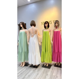 Đầm maxi suông hở lưng