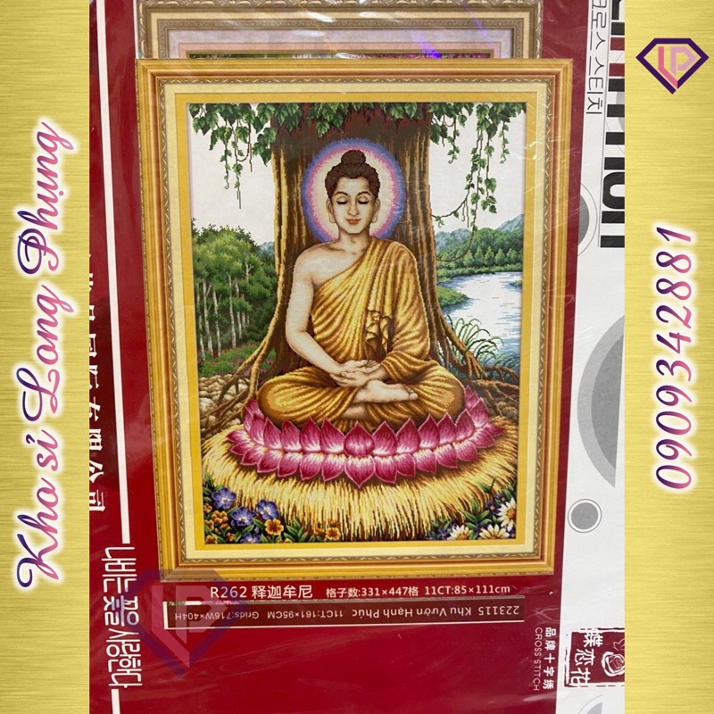 Tranh thêu Phật Thích Ca Ngồi Gốc Cây Bồ Đề R262 (85*111cm) chưa thêu