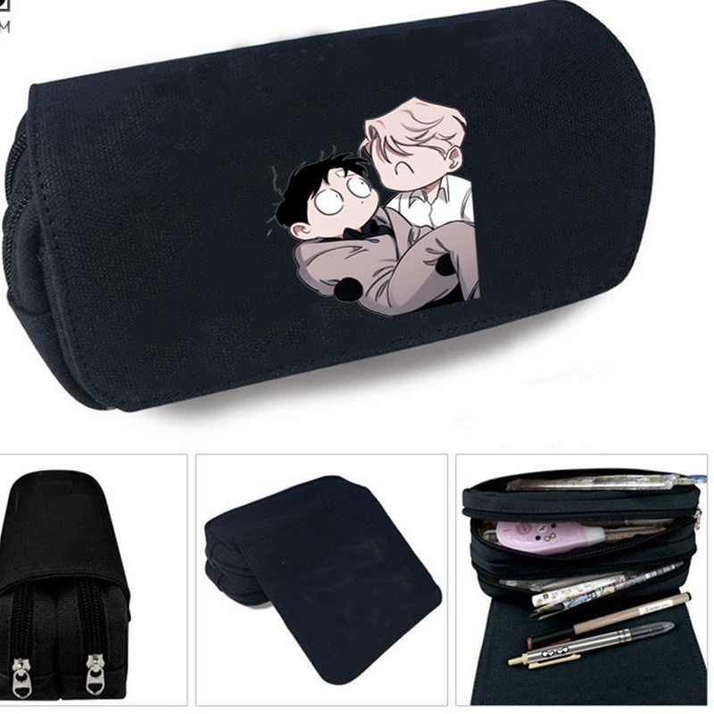 Hộp bút vải canvas khóa trắng in hình ROSES AND CHAMPAGNE Hoa Hồng và Rượu Vang manhwa BL đi học tiện lợi anime chibi