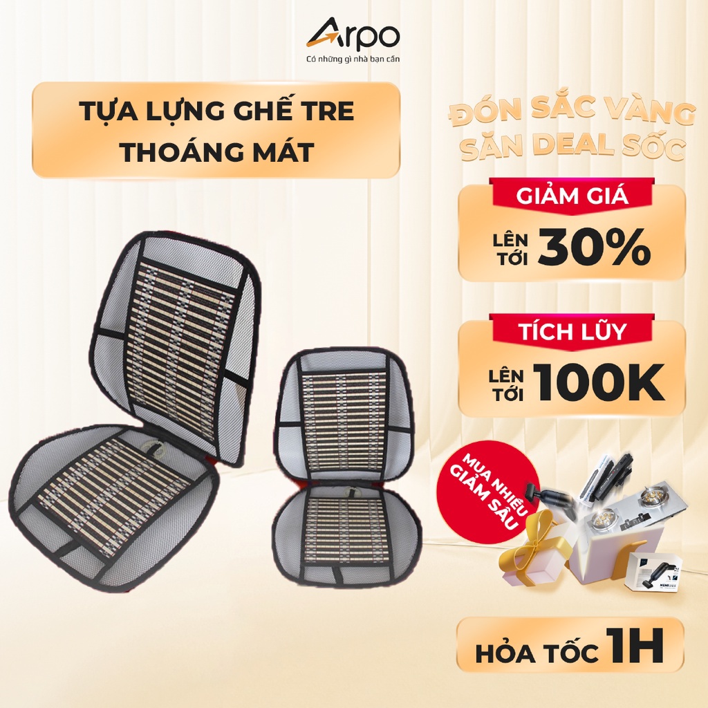 Lót Ghế Tựa Lưng Ô Tô Lưới Trúc Massage Lưng Chống Mỏi, Chống Nóng Hiệu Quả - Lót Ghế Văn Phòng Thoáng Khí