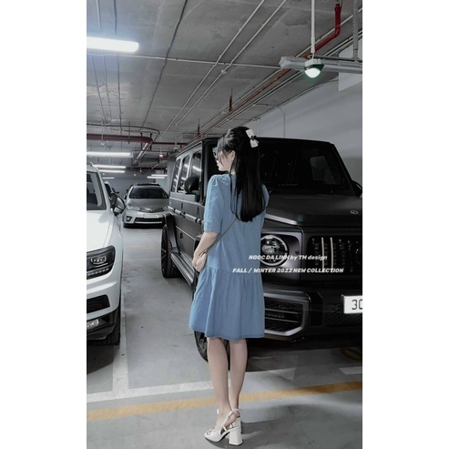 Váy Jean Cổ Nhọn Đuôi Cá Tay Lửng Siêu Xinh Mã QM28