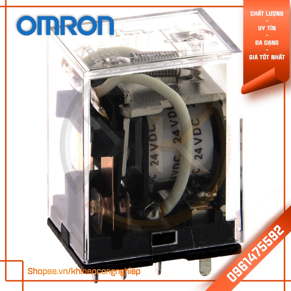 Rơ Le Trung Gian 8 Chân Dẹt To OMRON LY2N 12V / 24V / 110V / 240V + Đế PTF08A