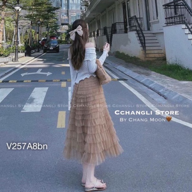 Chân Váy Lưới Tầng Dáng Dài Maxi Đi Biển Dự Tiệc Nữ Phong Cách Hàn Quốc