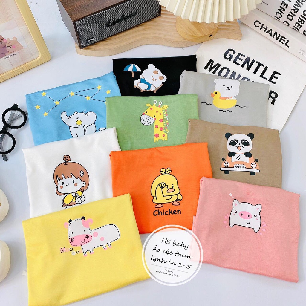 ÁO Cộc Tay Bé Gái, Bé Trai MIMONRI Vải AThun Lạnh Họa Tiết CUTE, Áo Ngắn Tay Cho Bé Mặc Đi Chơi, Đi Học