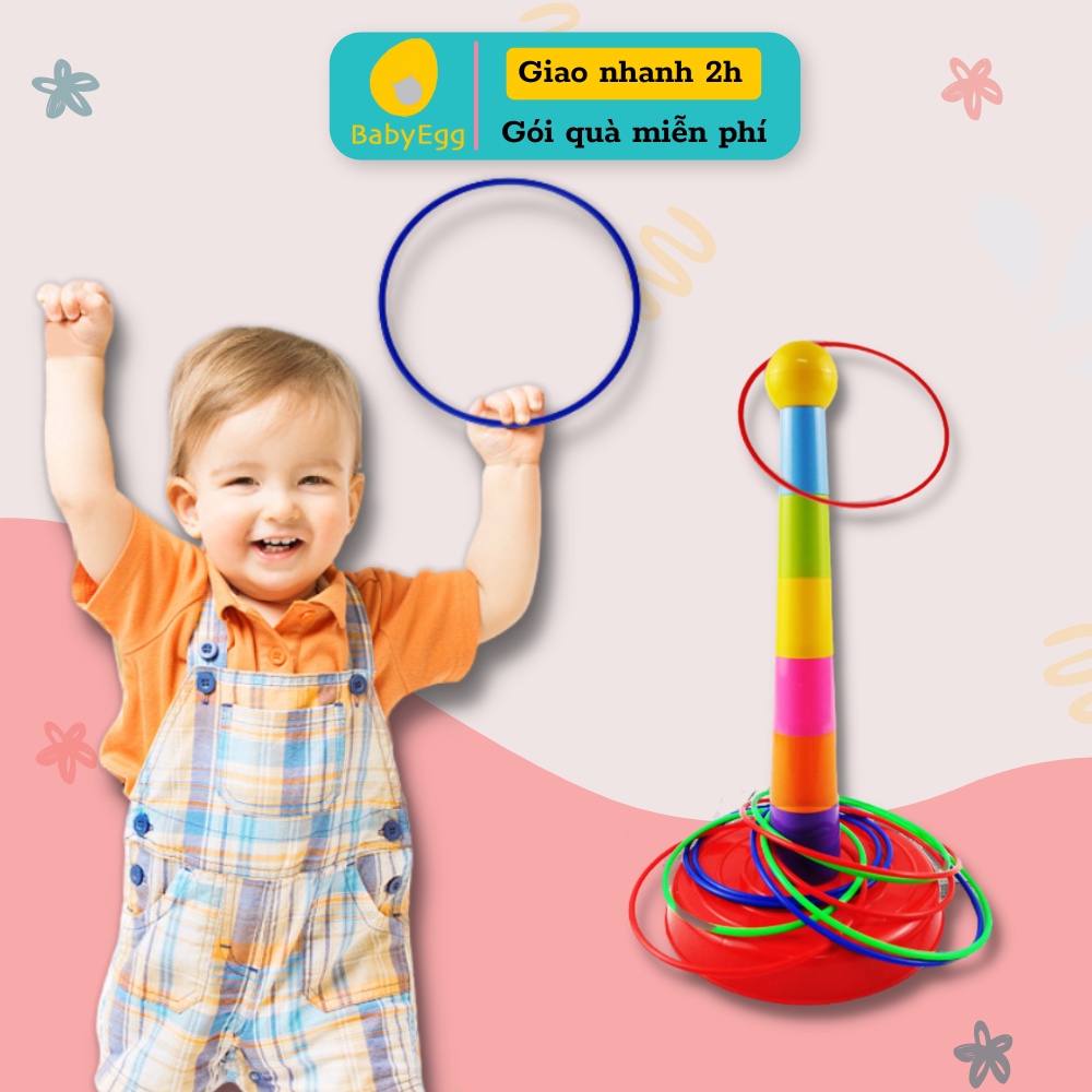 Bộ đồ chơi tung thảy ném vòng cho trẻ em xếp cốc xây tháp vận động bé trai bé gái lẻ vòng nhựa 3 4 5 6 tuổi baby egg