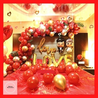 Trang trí phòng cưới 🎈 Set bóng bay trang trí phòng cưới đám cưới màu đỏ lựu loại 2 lớp c20  - Bống Balloon Shop