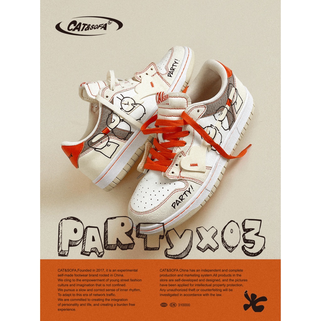 [CHÍNH HÃNG] Giày Sneaker CAT&amp;SOFA  DUNK LOW, CAT AND SOFA HOT TREND, thời trang, thể thao, UNISEX, The Bang Sneaker