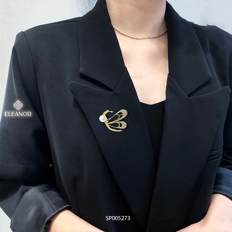 Ghim cài áo nữ Eleanor Accessories hình bướm đính đá ngọc trai nhân tạo phụ kiện trang sức độc đáo 5273