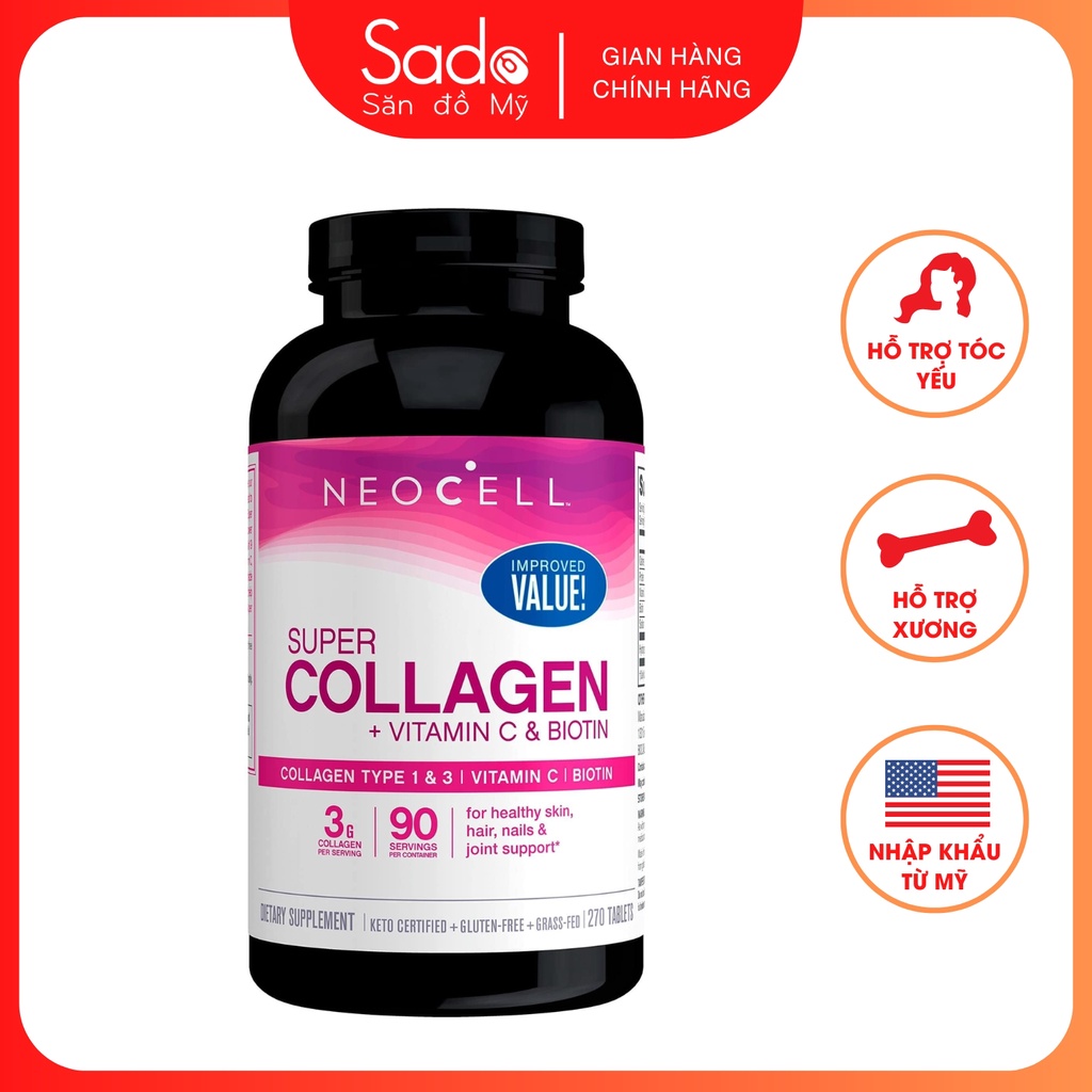 Neocell Super Collagen +C +Biotin 270 viên nhập Mỹ