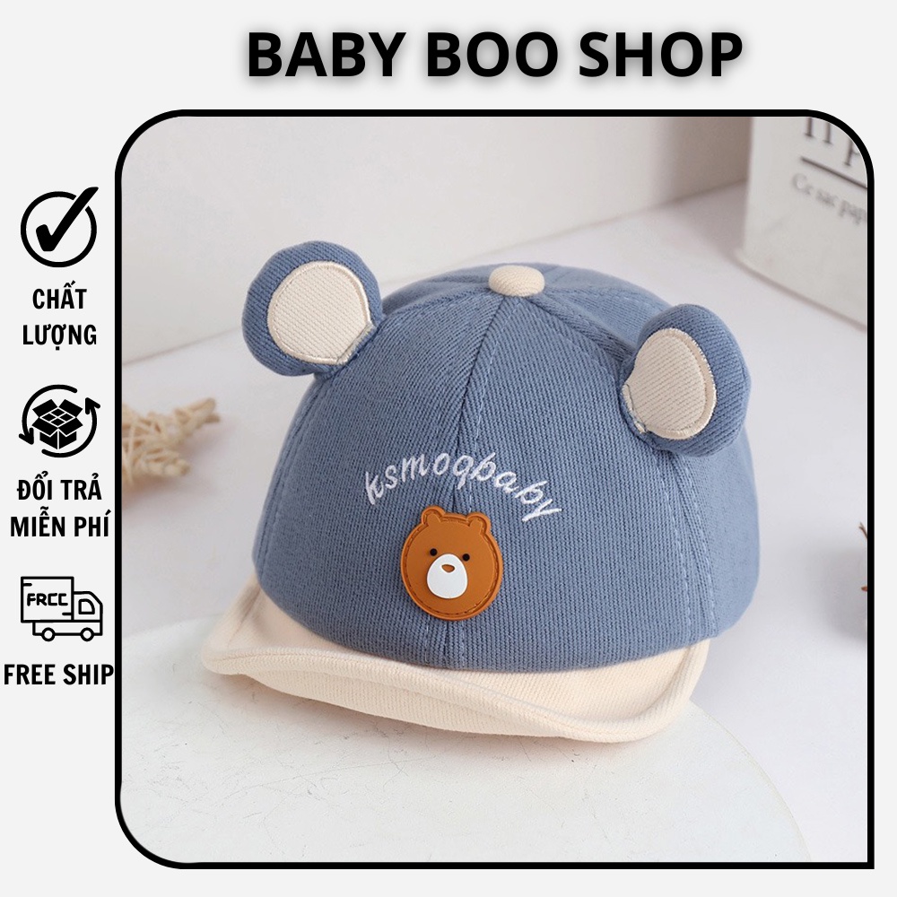 Mũ lưỡi trai cho bé hình con gấu hoạt hình cute, mũ phớt lưới trai cho bé trai BABY BOO SHOP