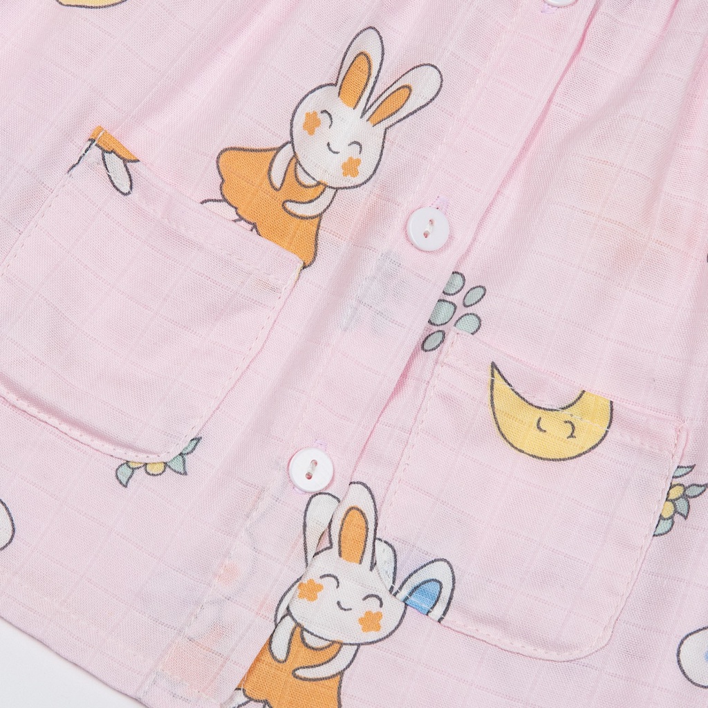 Pijama cho bé gái dài tay mặc ngủ điều hòa babydoll dễ thương áo lá - ảnh sản phẩm 2