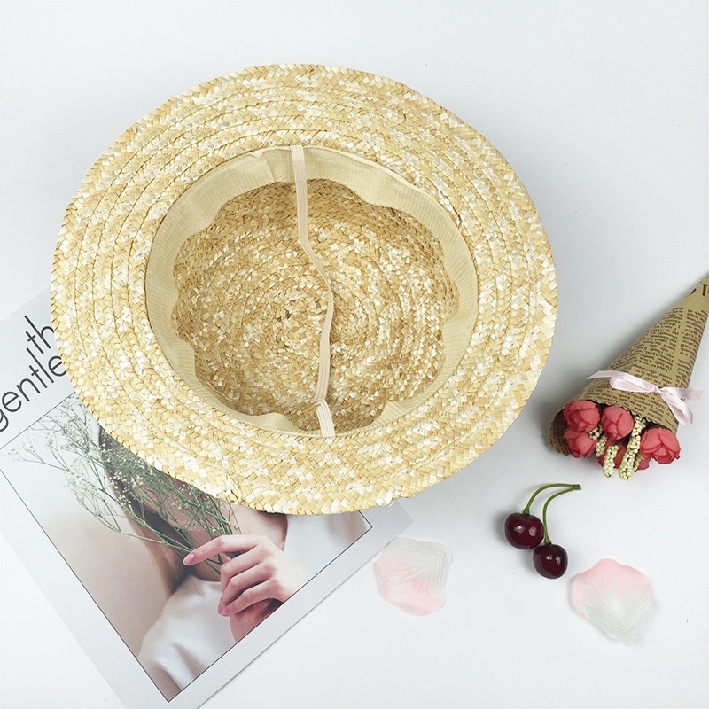 Nón cói dây nơ đen cho mẹ và bé đi biển, đi chơi