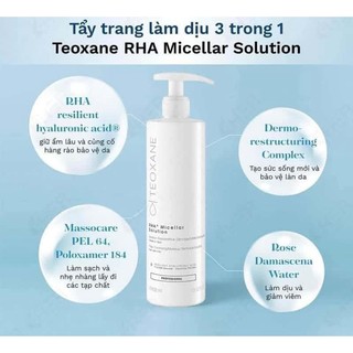 Tẩy trang Teoxane RHA Micellar Solution (200ml,400ml) hàng công ty date mới