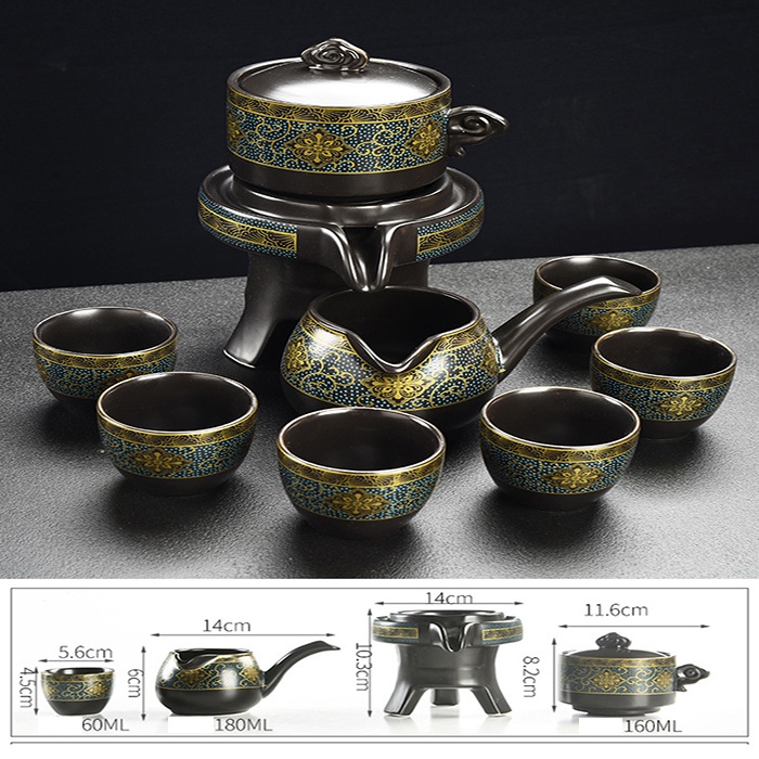 BỘ QUÀ TẶNG Bộ Ấm Trà Cối Xay Chất Men Tinh Xảo Cao Cấp, Bộ Ấm Chén Uống Trà Đạo