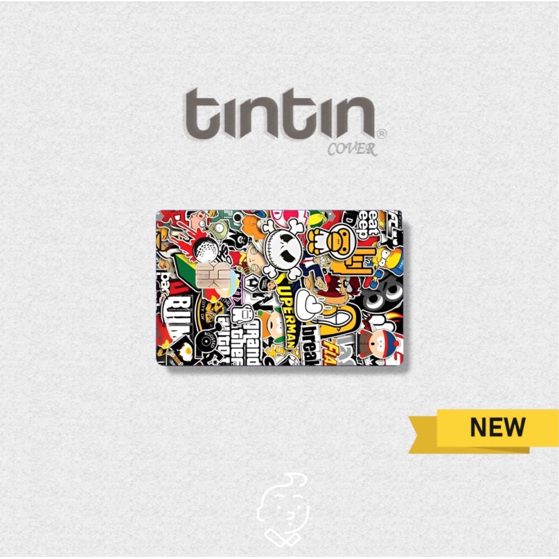Tem Nghệ Thuật-Tem Dán Thẻ ATMSticker TinTin Trang Trí Thẻ Chống Xước, Nước
