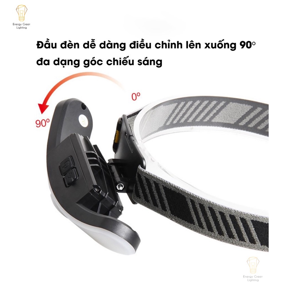 Đèn Pha Đội Đầu Xoay 90 độ Energy Green Lighting TD15801 - 6 Chế độ sáng - Chip LED Siêu Sáng - Dung lượng Pin Lớn