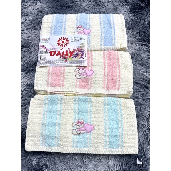 Set 5 Khăn Tắm Thỏ Daisy Thái Lan 38*76 Màu và Sọc .