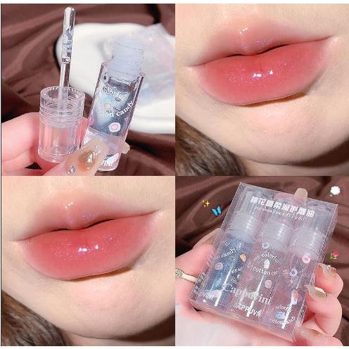 Set 3 cây son bóng nhũ Cappuvini Dưỡng ẩm căng mọng môi