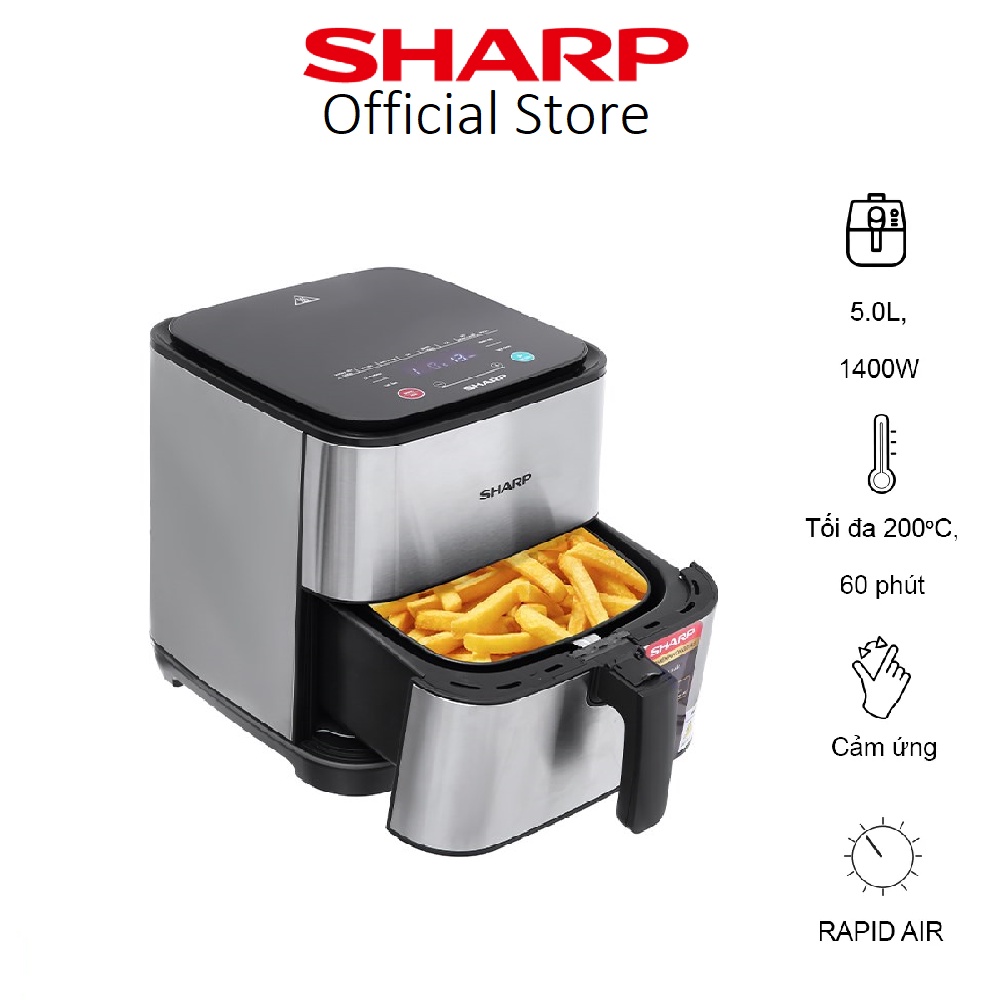 Nồi Chiên Không Dầu Sharp KF-AF50EV-ST Chống Dính Công Suất 1450W - Bảo hành chính hãng