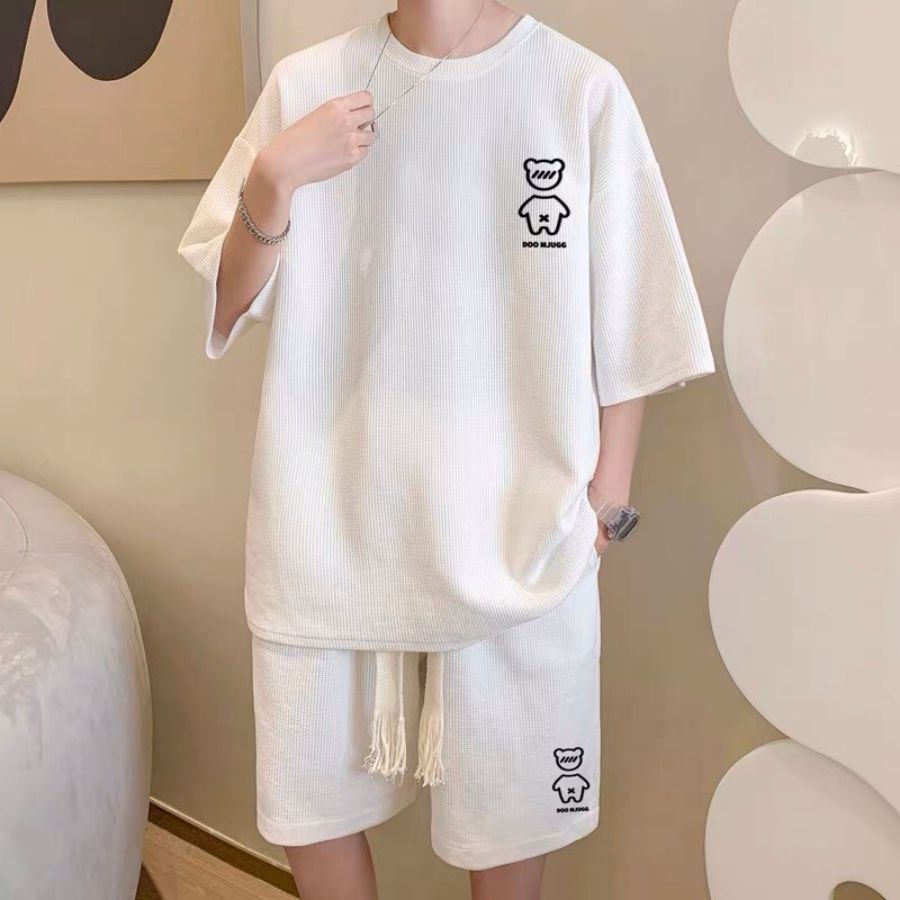 Set bộ cộc tay gấu - Myndi_clothes - bộ quần tay lỡ chất vải tổ ong mặc hè, đi chơi siêu phong cách, set thể thao 5 màu