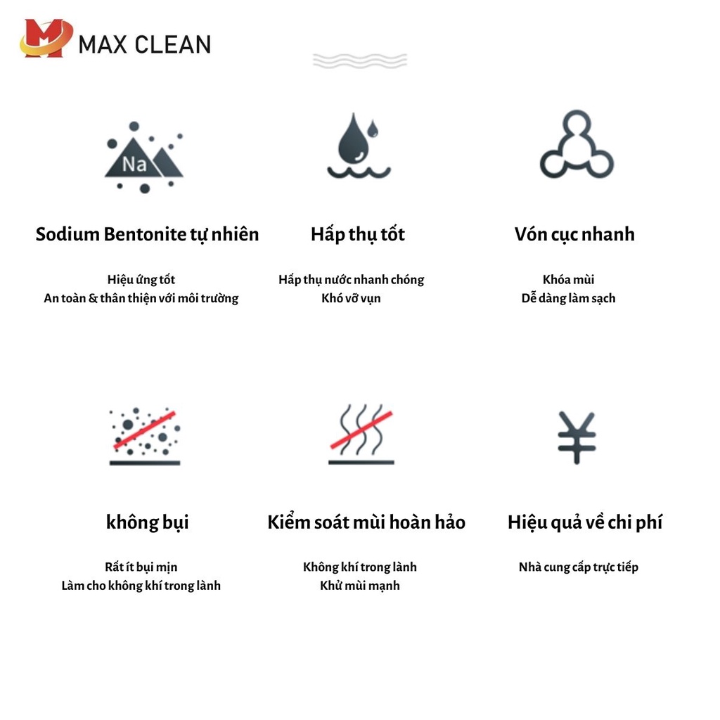 Cát vệ sinh cho mèo Max Clean, Cát đất sét hương Lavender, siêu vón, ít bụi, khử mùi tốt, 4kg 8 lít - Max Clean