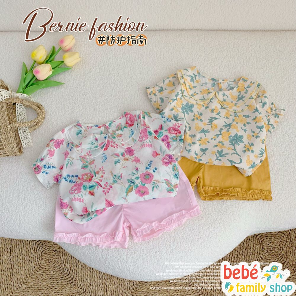 Đồ bộ bé gái 1-6 tuổi Bernie in hoa vải voan tơ đi học đi chơi tiểu thư dễ thương - SGBB