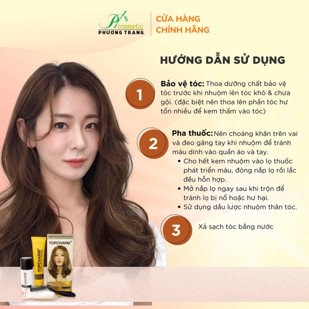 Thuốc Nhuộm Tóc Thực Vật TOPCHARM 26 Màu Thời Trang - Chiết Xuất Tự Nhiên, Lành Tính, Giúp Bảo Vệ Tóc - tuýp 200ml