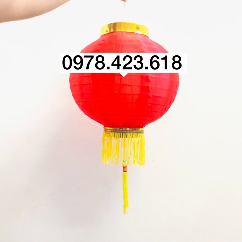 Combo 10 đèn lồng Vải Trung Quốc có tua rua trang trí nhà hàng, Lễ hội, mừng lễ Phật Đản