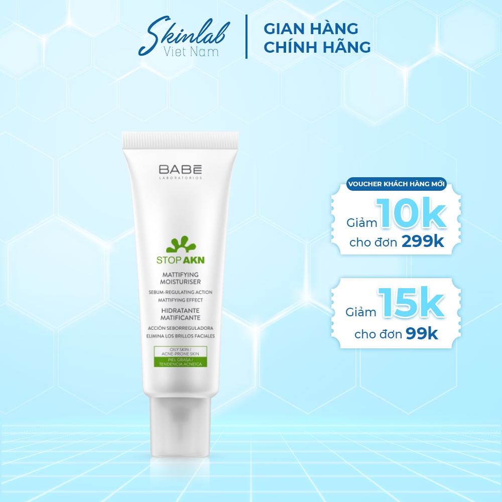 Kem Dưỡng Ẩm giảm nhờn dành cho da dầu LABORATORIOS BABÉ Stop AKN Mattifying Moisturiser 50ml