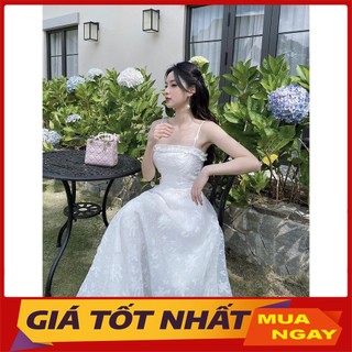 Đầm 2 Dây Ren Dáng Xòe Hoa Bèo Ngực Hàng Quảng Châu V3081 - Yamy888