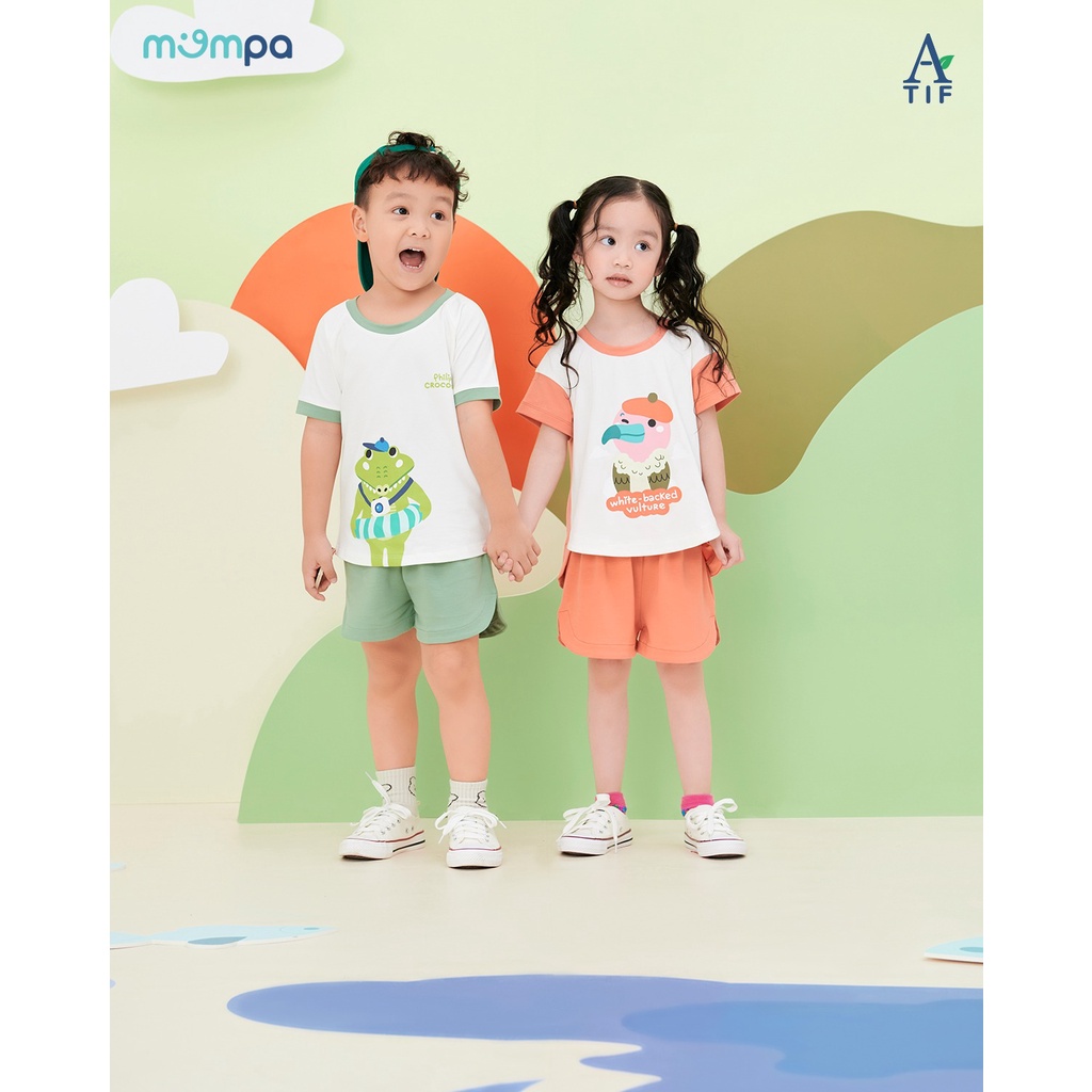 Bộ cộc tay cho bé Mompa từ 1 đến 5 tuổi vải cotton actif mới thoáng mát MP 619