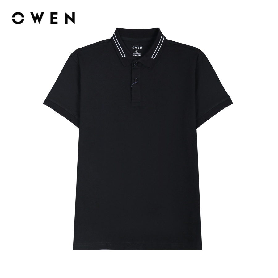 OWEN - Áo polo ngắn tay Bodyfit Đen - APV231342