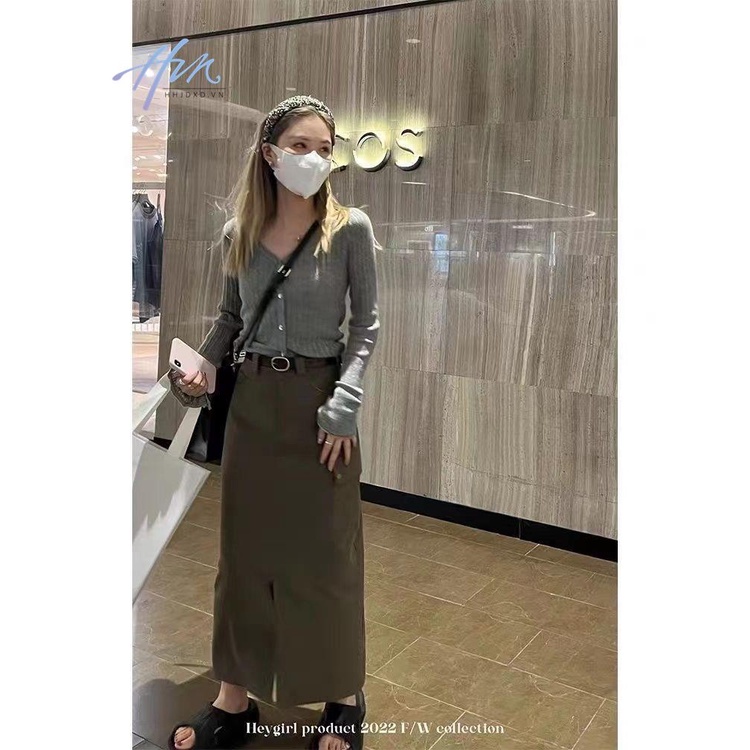 Áo Cardigan Dệt Kim Mỏng Cổ Chữ V Cài Nút Phong Cách Hàn Quốc Thân Thiện Với Da Mùa Thu Cho Nữ