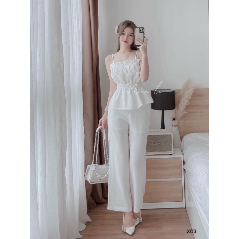 SIÊU SALE SÉT ĐŨI THIẾT KẾ ÁO HAI DÂY PHỐI QUẦN SUÔNG DÀI THANH LỊCH KHI ĐI CHƠI CN (HÀNG MỚI)