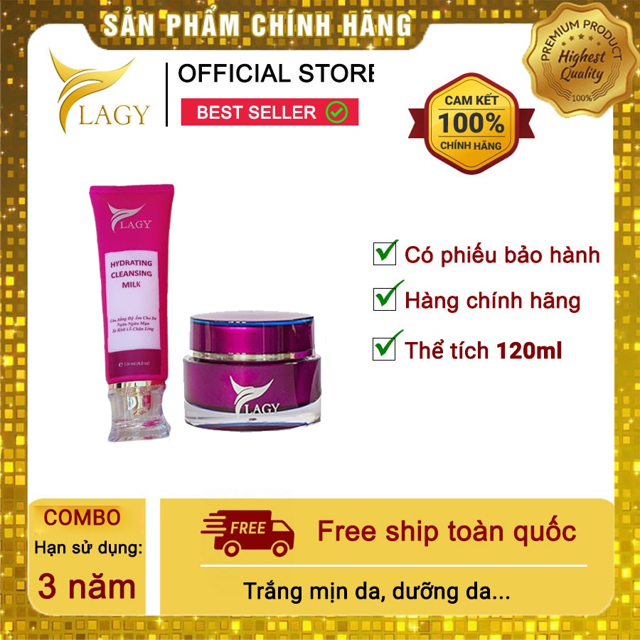 Combo Kem face Collagen Sữa non YLAGY & Sữa rửa mặt 3 in 1 YLAGY loại bỏ nám, tàn nhang
