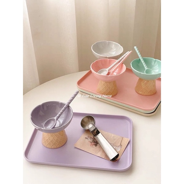 Khay đựng đồ ăn, khay decor đơn giản màu pastel phong cách Hàn Quốc
