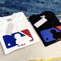 Áo phông nam MLB logo xanh đỏ cao su